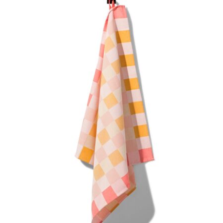 HEMA Theedoek 65x65 katoen met ruiten (okergeel) | HEMA