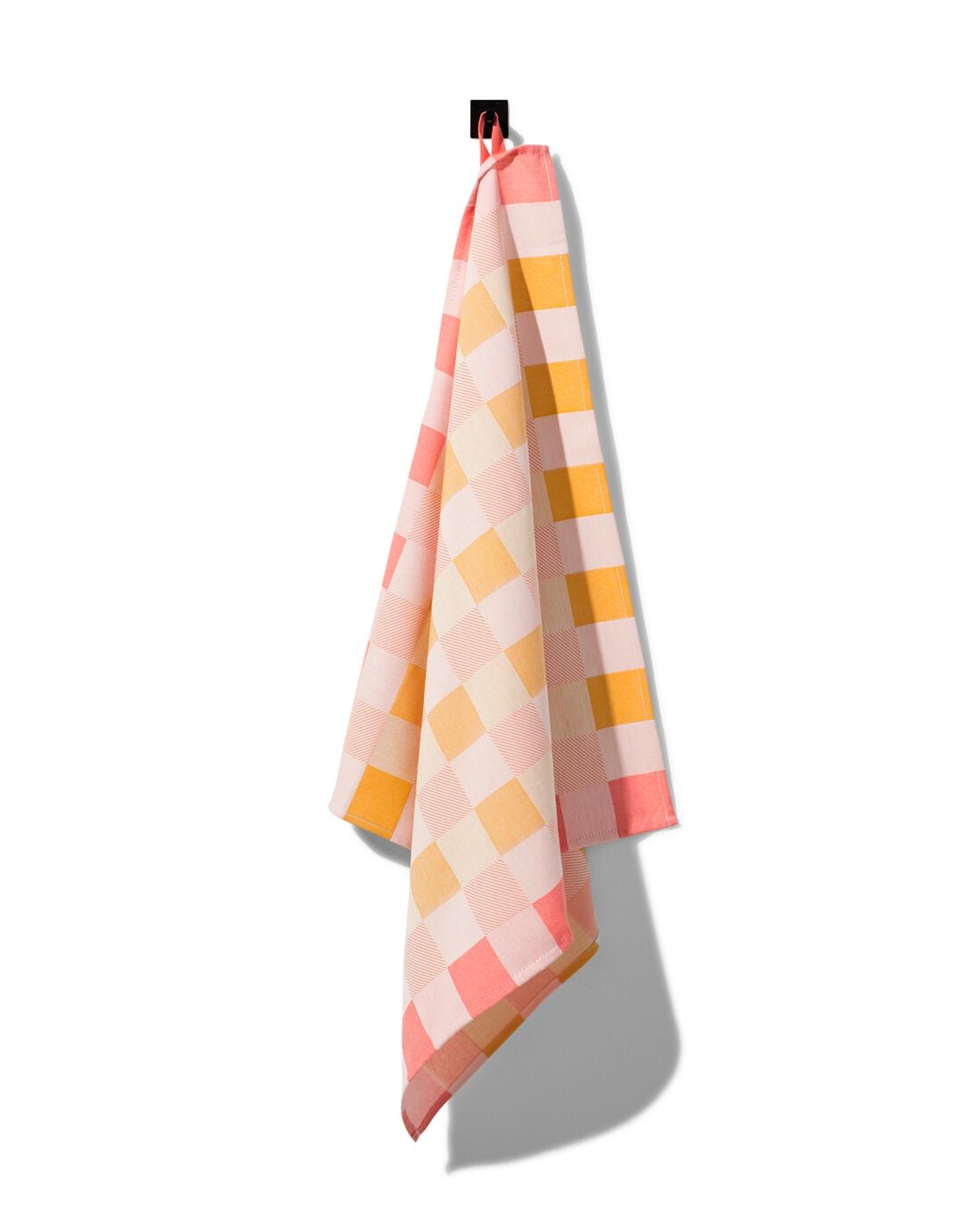 HEMA Theedoek 65x65 katoen met ruiten (okergeel) | HEMA