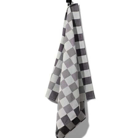 HEMA Theedoek 65x65 katoen met ruiten (zwart) | HEMA