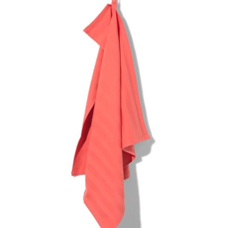 HEMA Theedoek 65x65 katoen met strepen (koraal) | HEMA