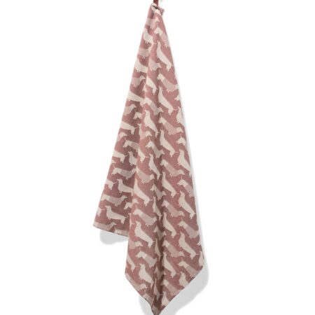 Theedoek 65x65cm katoen hond (donkerbruin)