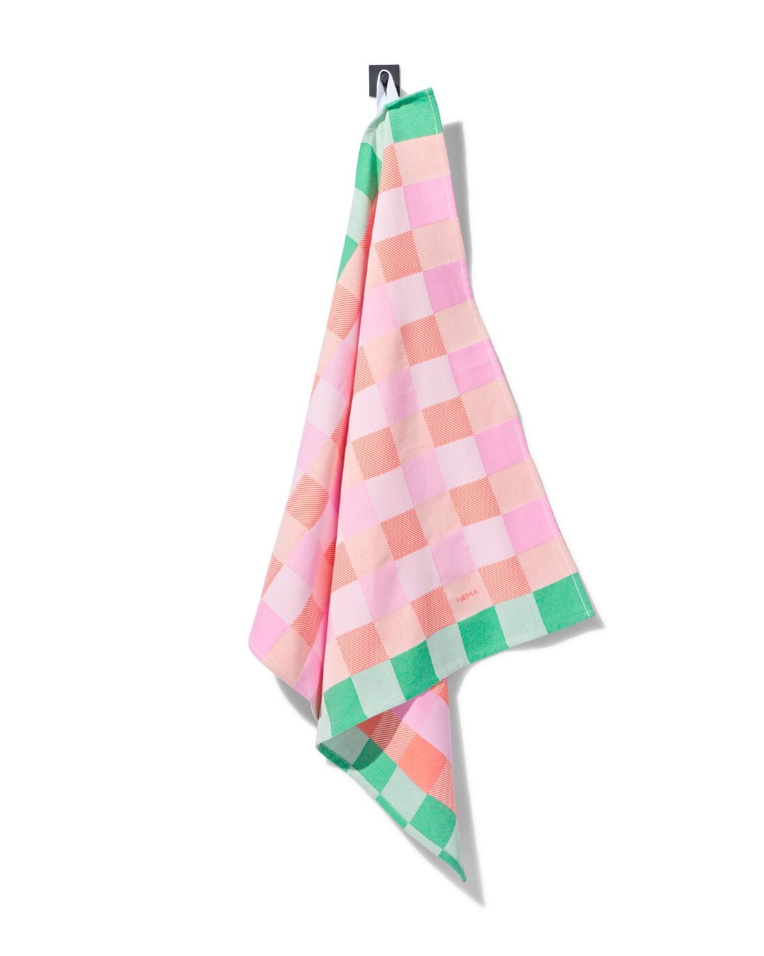 HEMA Theedoek 65x65cm katoen ruiten roze (multi) | HEMA