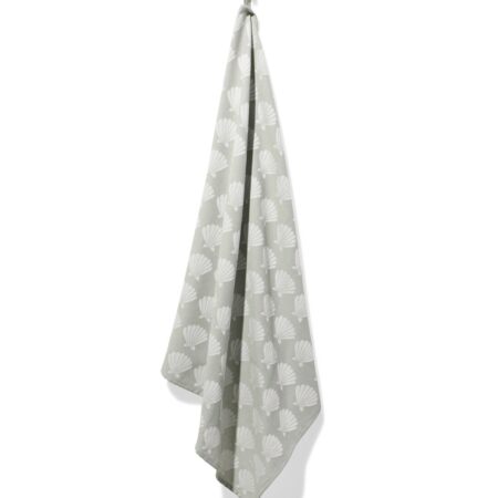 HEMA Theedoek 65x65cm katoen schelpen (groen) | HEMA