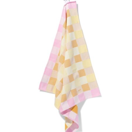 HEMA Theedoek 65x65cm katoen tompouce roze (geel) | HEMA
