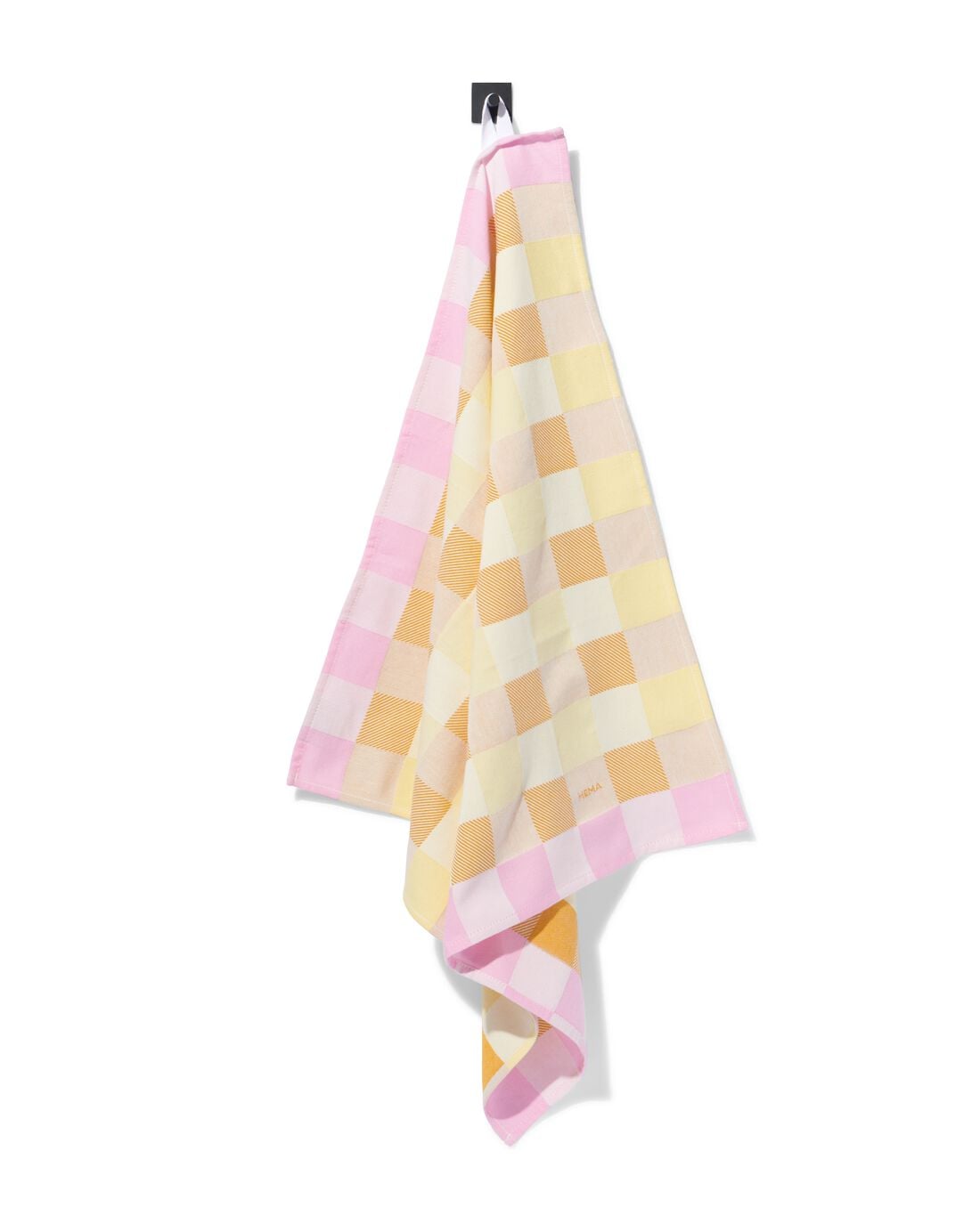 HEMA Theedoek 65x65cm katoen tompouce roze (geel) | HEMA