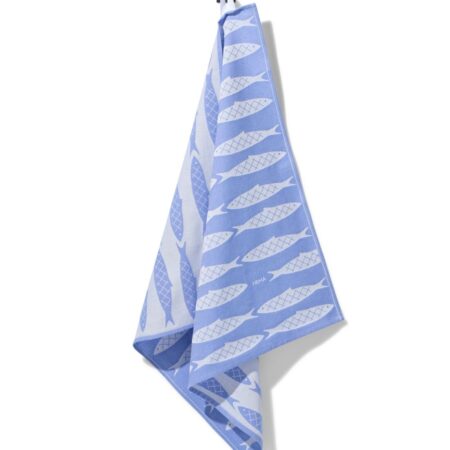 HEMA Theedoek 65x65cm katoen vissen frisblauw (blauw) | HEMA