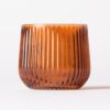 Theelichthouder ⌀10x8cm Bink glas ribbel oranje