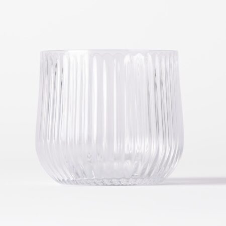 Theelichthouder ⌀10x8cm Bink glas ribbel transparant