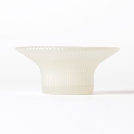 Theelichthouder ⌀11x5cm Zwier glas ribbel wit (white wash)