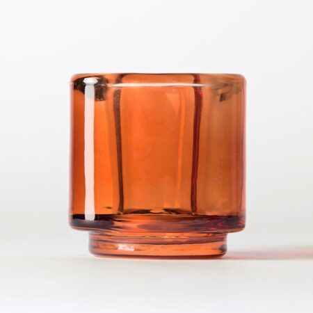 Theelichthouder ⌀7x7cm Kub glas oranje