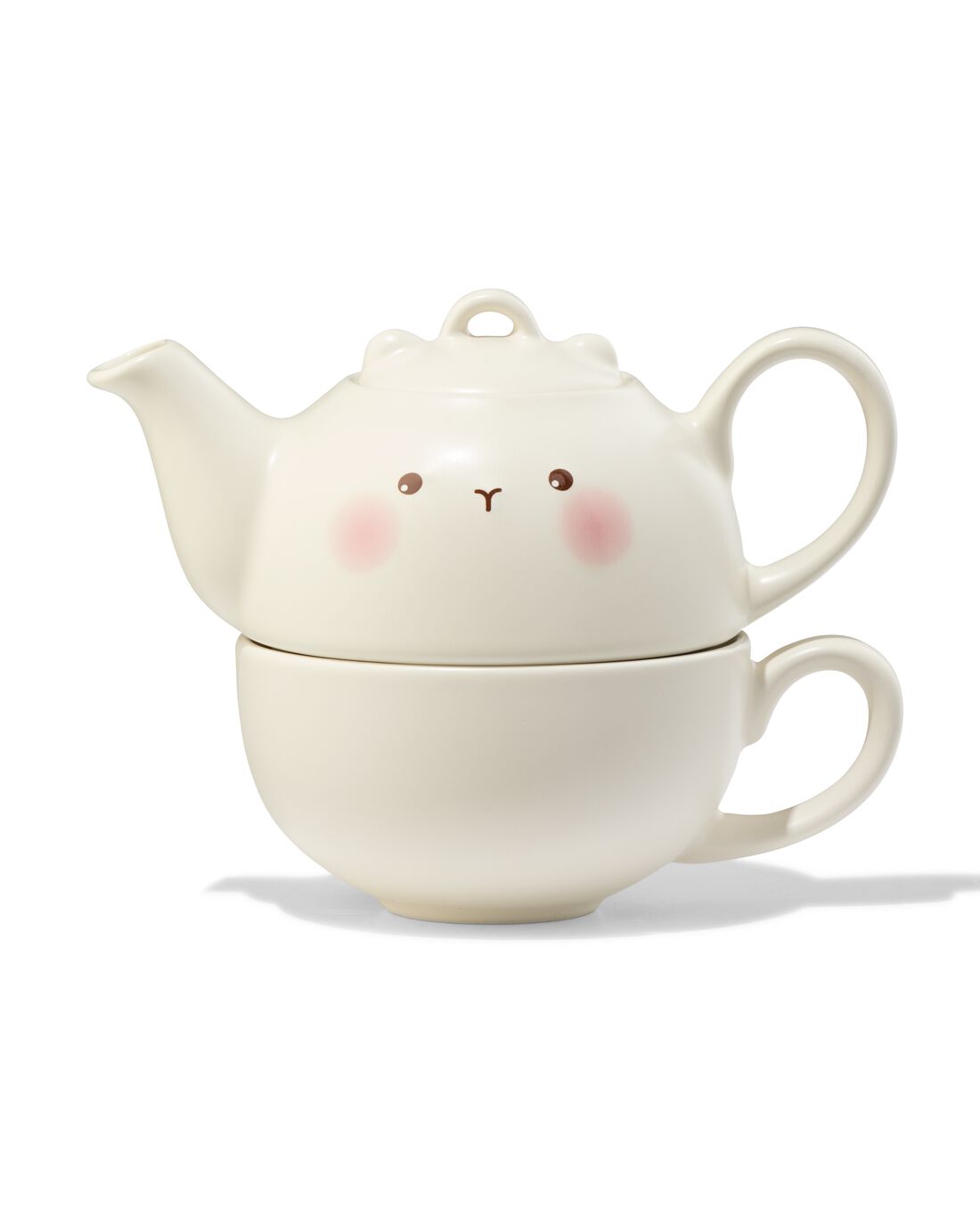 Theepot 300ml met kopje keramiek gezichtje