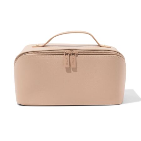 HEMA Toilettas met diagonale rits 24x12x12cm beige | HEMA