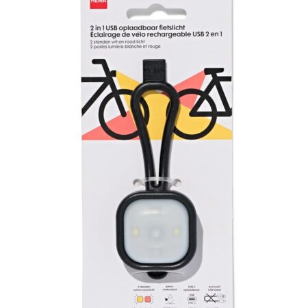 HEMA USB fietslampje voor- en achter (zwart) | HEMA
