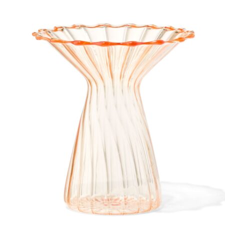 Vaas voor geurstokjes ⌀10x12cm glas met kraag geel