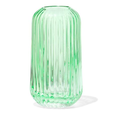 Vaas voor geurstokjes ⌀5.5x11cm glas ribbel groen