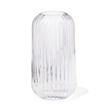 Vaas voor geurstokjes ⌀5.5x11cm glas ribbel transparant