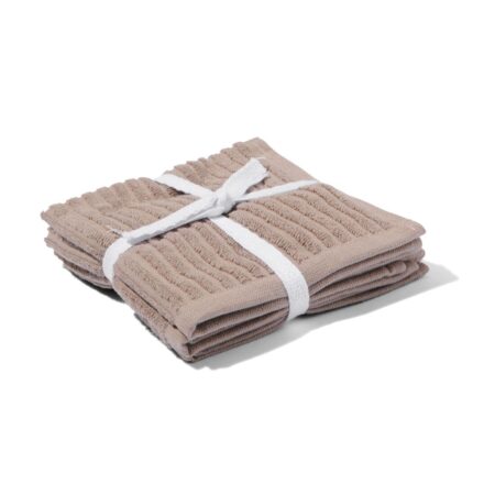 Vaatdoekjes 30x30 katoen bruin - 3 stuks (naturel)