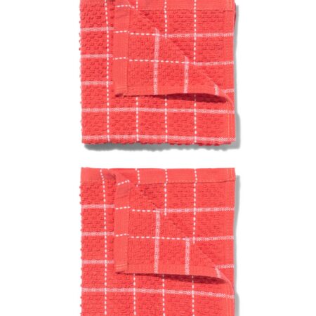 HEMA Vaatdoekjes 30x30 katoen rood - 2 stuks (koraal) | HEMA