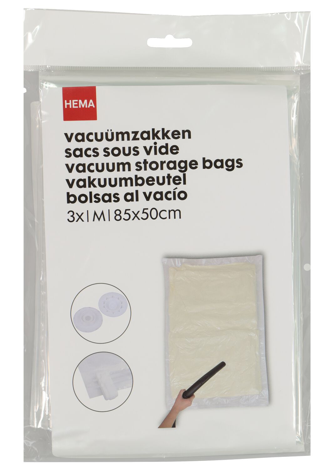 HEMA Vacuümzakken medium 85x50 - 3 stuks (transparant) | HEMA