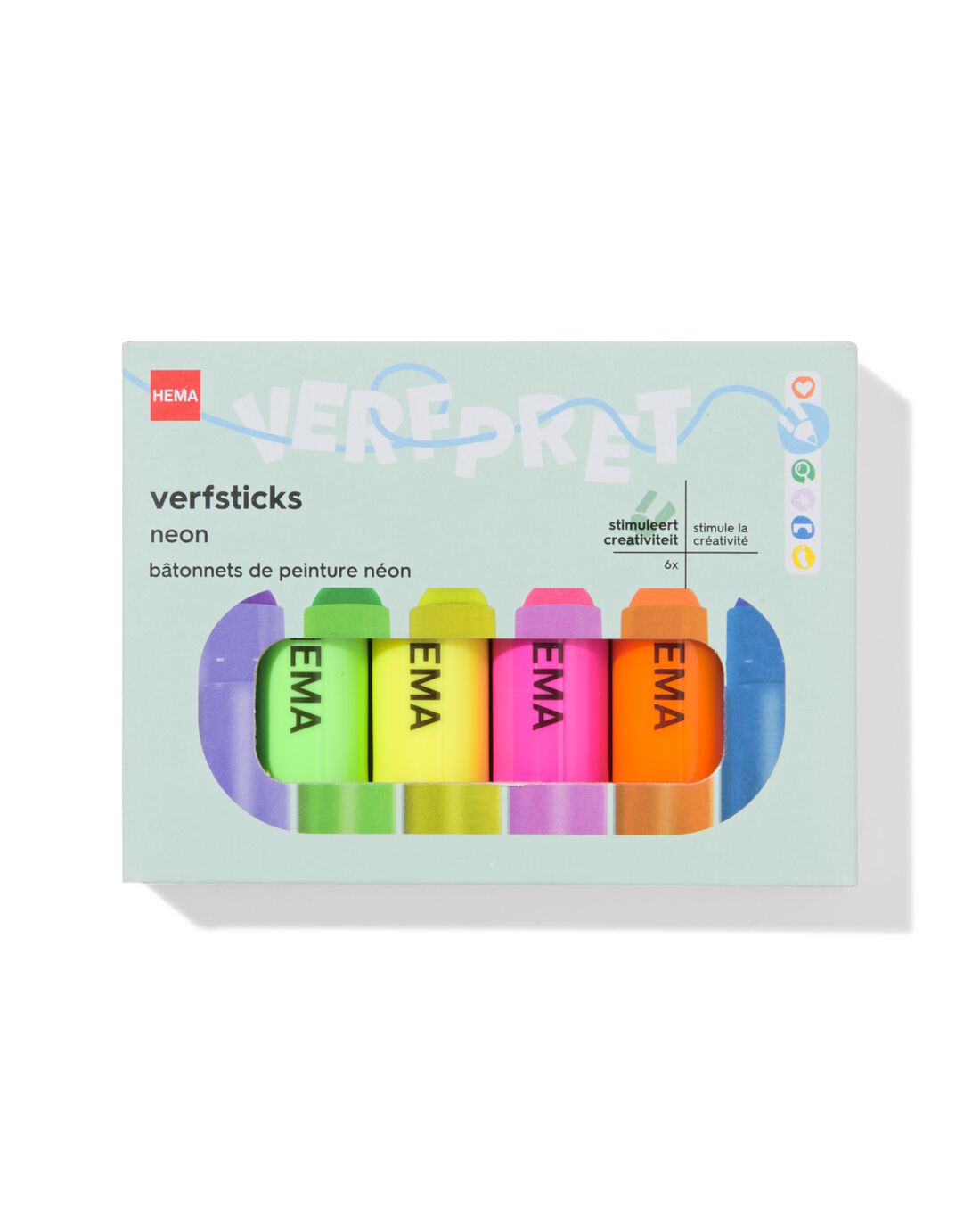 HEMA Verfsticks neon - 6 stuks | HEMA