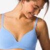 HEMA Voorgevormde bh zonder beugel micro blauw (blauw) | HEMA