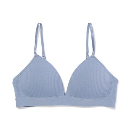 HEMA Voorgevormde bh zonder beugel rib blauw (blauw) | HEMA