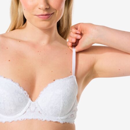 HEMA Voorgevormde kanten bh met beugel wit (wit) | HEMA