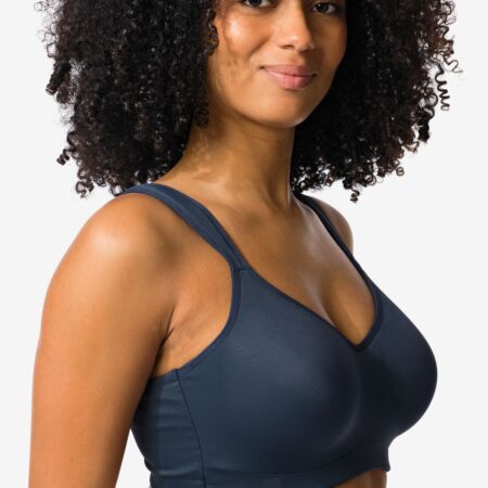 Voorgevormde sportbh heavy support met beugel donkerblauw