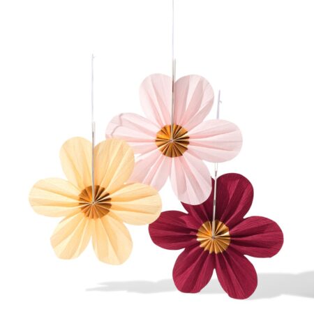 Waaier 35x35cm papier floraal - 3 stuks