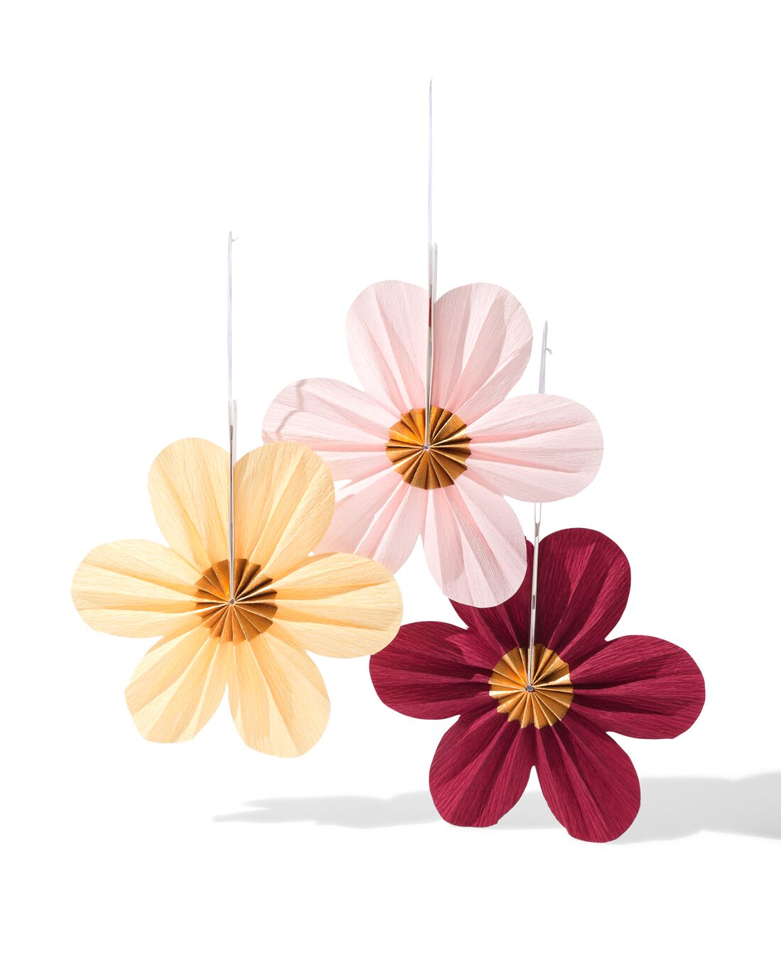 Waaier 35x35cm papier floraal - 3 stuks