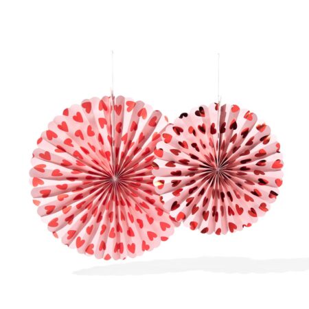 HEMA Waaiers hart roze - 2 stuks (rood) | HEMA