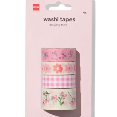 HEMA Washi tape 5mx1.5cm bloemen - 4 stuks (multicolor) | HEMA