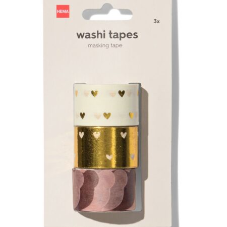HEMA Washi tape en stickers 5mx1.5cm hartjes - 4 stuks (multicolor) | HEMA