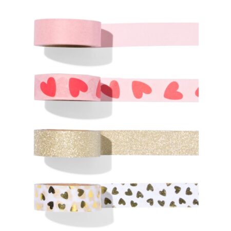 HEMA Washi tape hart - 4 stuks (rood) | HEMA