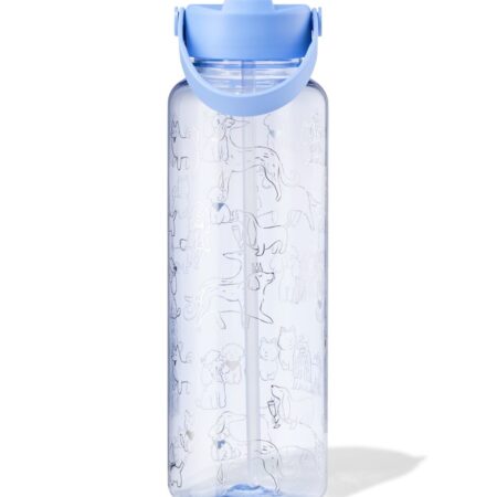 HEMA Waterfles 1150ml met rietje honden | HEMA