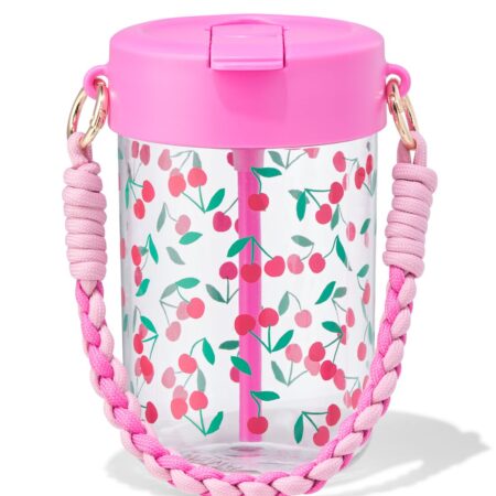 HEMA Waterfles 450ml met bandje kersen (roze) | HEMA