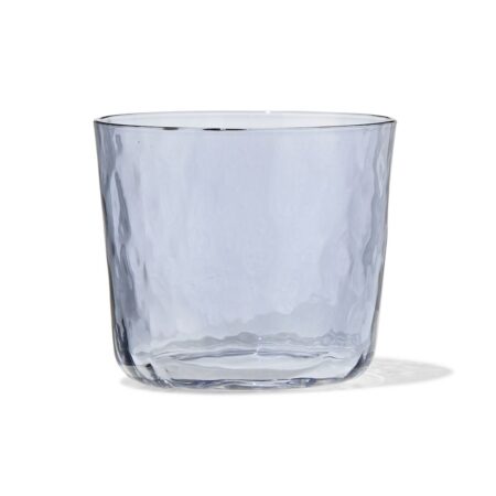 Waterglas 200ml glas gehamerd blauw