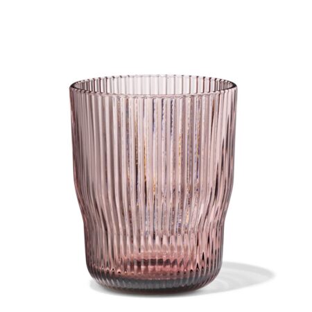 Waterglas 270ml Bergen glas streep reliëf bordeauxrood