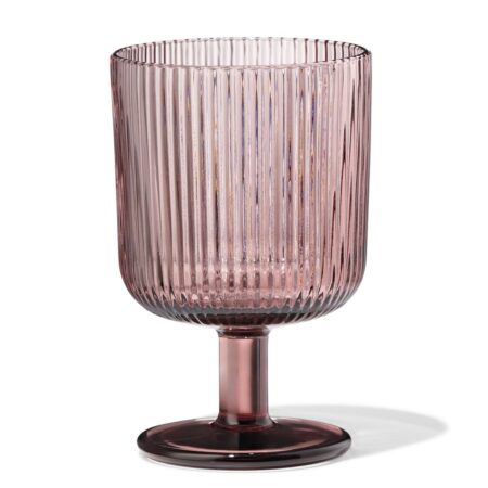 Wijnglas 250ml Bergen glas streep reliëf bordeauxrood