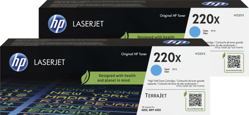 HP 220X LaserJet Toner Cyaan (2 stuks)