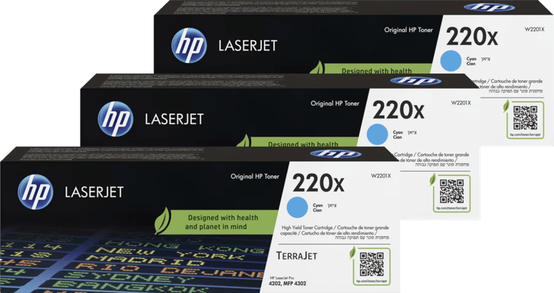 HP 220X LaserJet Toner Cyaan (3 stuks)