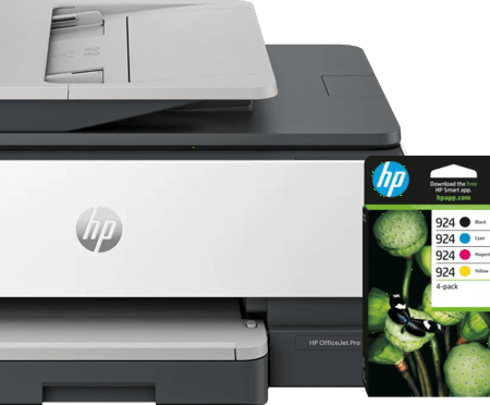 HP OfficeJet Pro 8122e + 2 zwarte + 2 kleuren cartridges