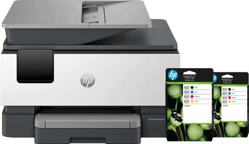 HP OfficeJet Pro 9120e + 2 zwarte + 2 kleuren cartridges