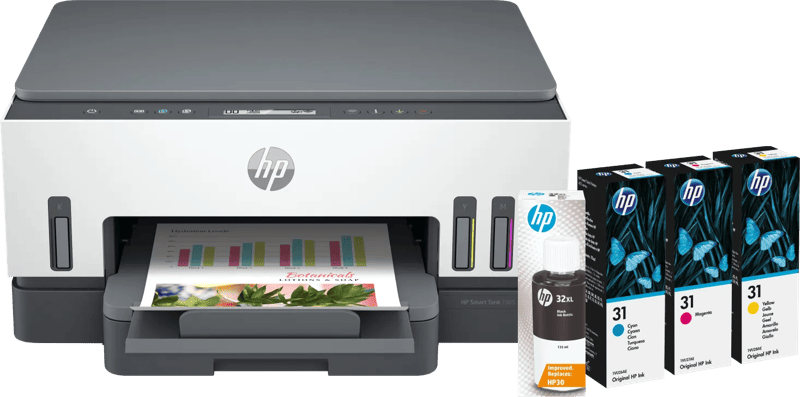 HP Smart Tank 7005 + 1 set extra inktflesjes