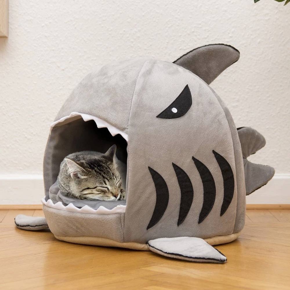 Haai Kattenmand - 2 in 1 - Mand of Bed - 42 x 42 x 36 cm | MikaMax