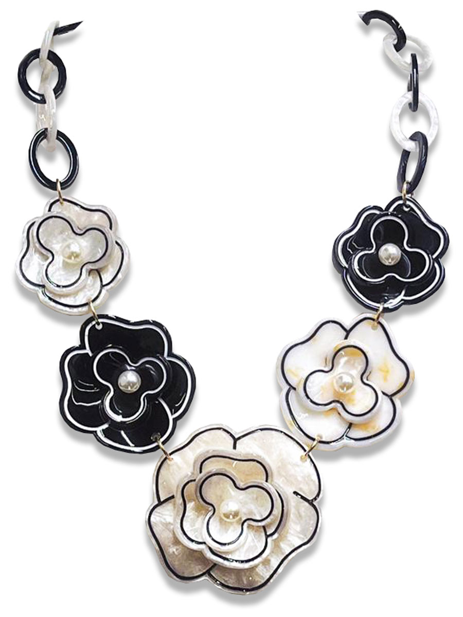 Halsketting Bloemen Parel | Fashionize