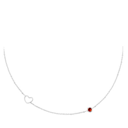 Halsketting Geboortesteen Januari zilver | Fashionize