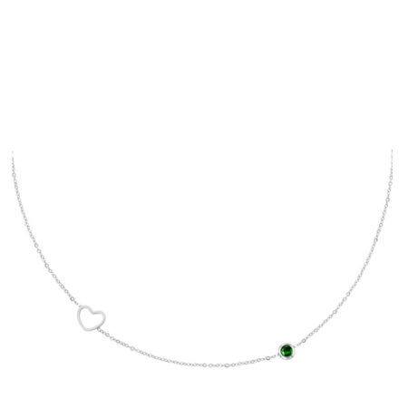 Halsketting Geboortesteen Mei zilver | Fashionize