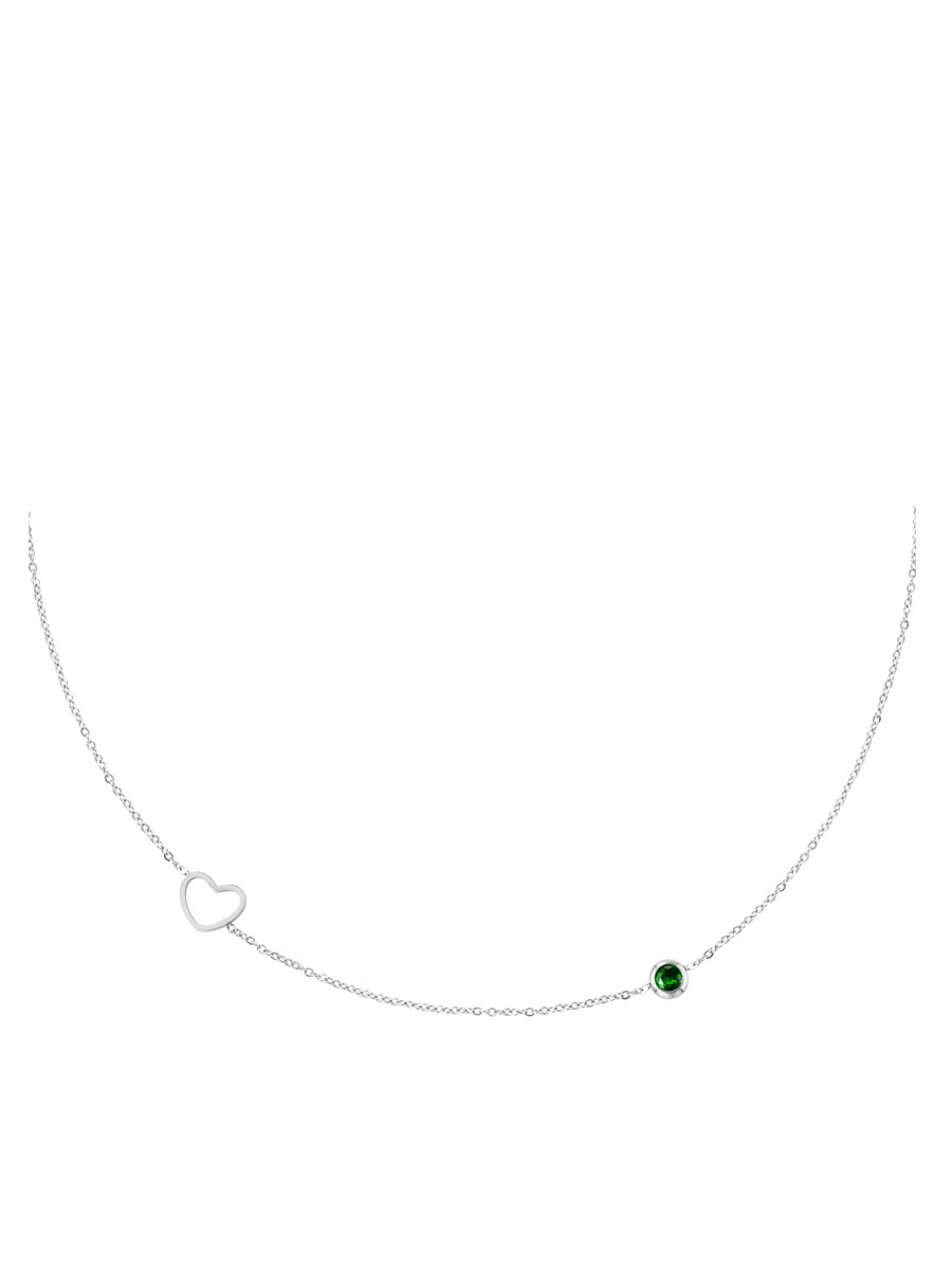 Halsketting Geboortesteen Mei zilver | Fashionize