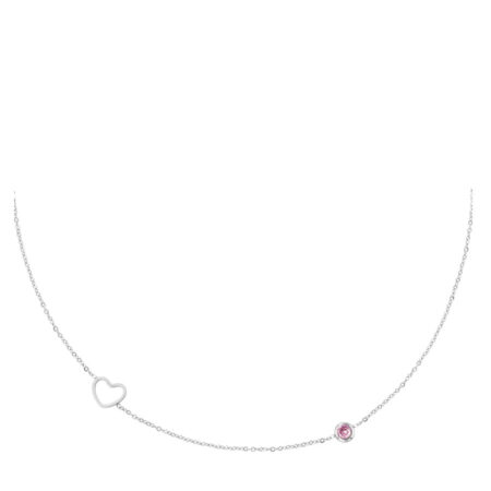 Halsketting Geboortesteen Oktober zilver | Fashionize